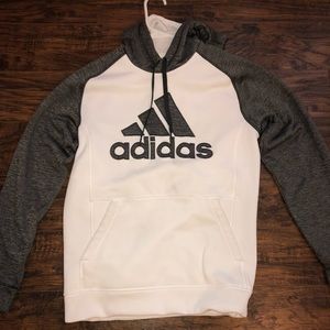 GREY AND WHITE ADIDAS HOODIE